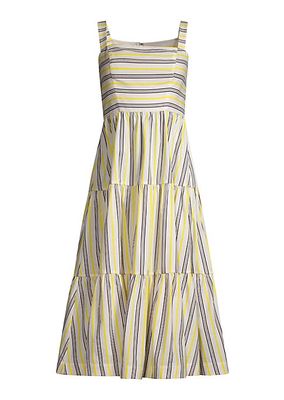 Striped Cotton-Blend Midi-Dress