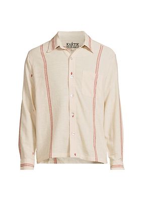 Striped Cotton Button-Front Shirt