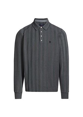 Striped Cotton Long-Sleeve Polo Shirt