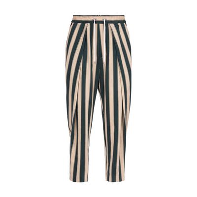 Striped cotton pleated pants