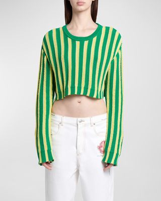 Striped Crewneck Crop Sweater