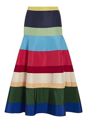 Striped Dropped Waist Midi-Skirt