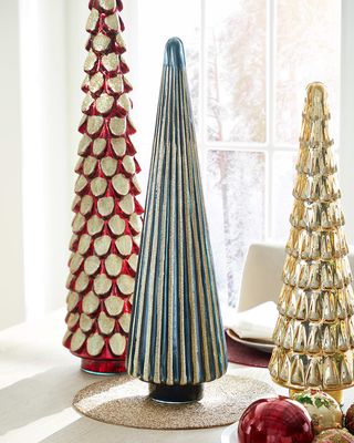 Striped Glitter & Glass Christmas Tree Accent
