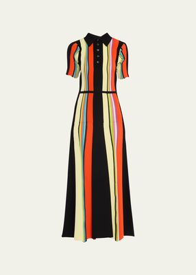 Striped Knit Polo Dress