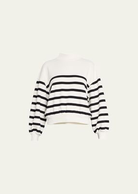 Striped Mock-Neck Sweatshirt