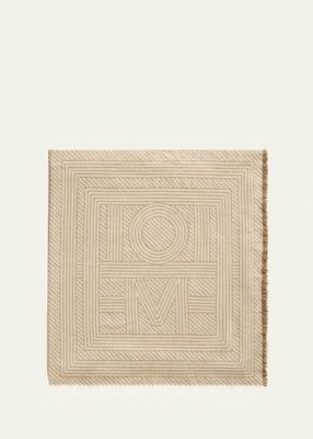 Striped Monogram Lightweight Wool Square Scarf