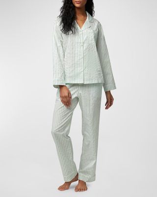 Striped Puckered Organic Cotton Pajama Set