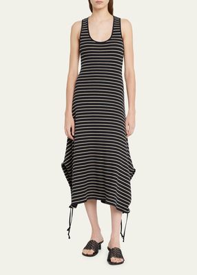 Striped Rib-Knit Sleeveless Dress