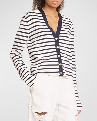 Striped Sailor Button-Front Cardigan