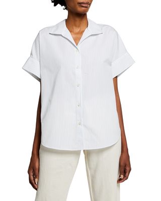 Striped Short-Sleeve Poplin Shirt