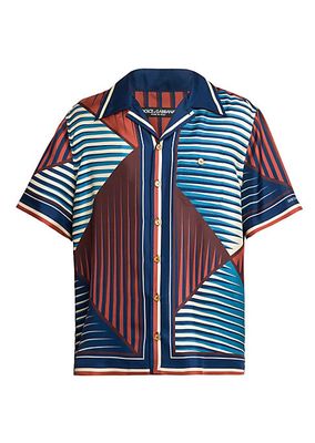 Striped Silk Button-Front Shirt