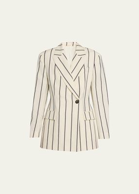 Striped Single-Breasted Suit Jacket