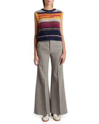 Striped Sleeveless Cashmere Sweater