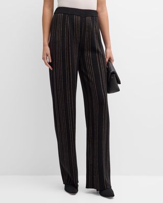 Striped Straight-Leg Knit Pants