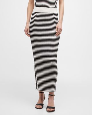Striped Straight Maxi Skirt