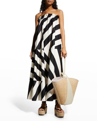 Striped Strapless Maxi Coverup Dress