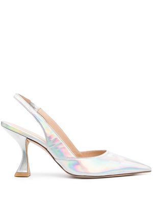 Stuart Weitzman 95mm metallic slingback heels - Silver