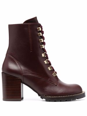 Stuart Weitzman ankle lace-up boots - Red