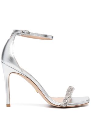 Stuart Weitzman crystal-strap stiletto-heel sandals - Silver