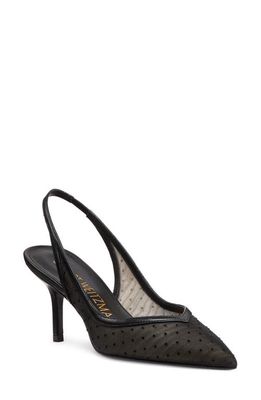 Stuart Weitzman Eva 75 Pointed Toe Slingback Pump in Black