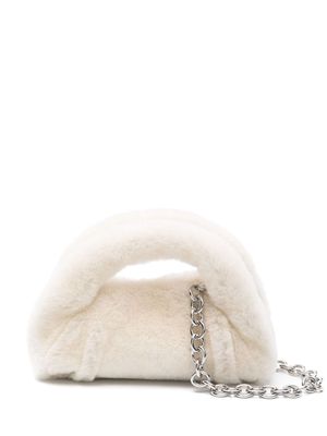 Stuart Weitzman mini The Moda Chill shearling tote bag - White