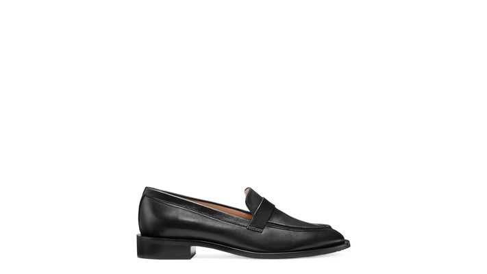 Stuart Weitzman Palmer Sleek Loafer Flats & Loafers, Black Lacquered Nappa Leather
