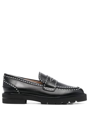 Stuart Weitzman Parker studded leather loafers - Black