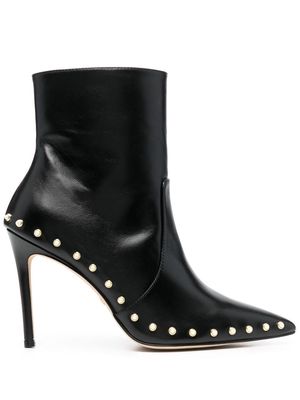 Stuart Weitzman pearl-detail 110mm leather boots - Black