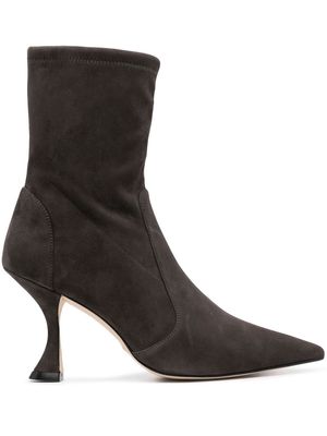 Stuart Weitzman pointed 90mm leather sock-style boots - Grey