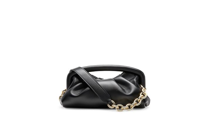 Stuart Weitzman The Moda Frame Pouch Handbags, Black Leather