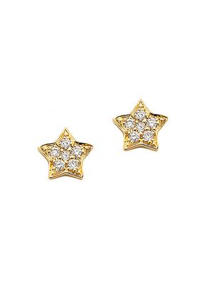 Stud Club 14K-Yellow-Gold & Diamond Star Stud Earring