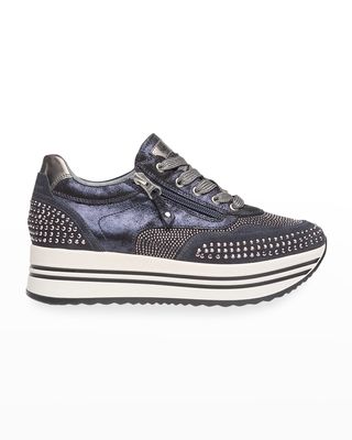 Studded Suede Platform Fashion Sneakers