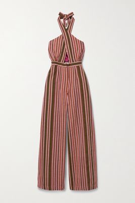 Studio 189 - Striped Organic Cotton Halterneck Jumpsuit - Red