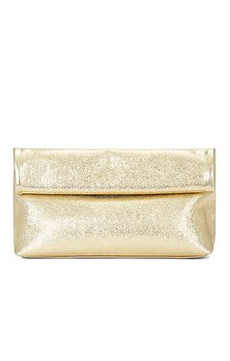 Studio Amelia Pillow Clutch in Metallic Gold.