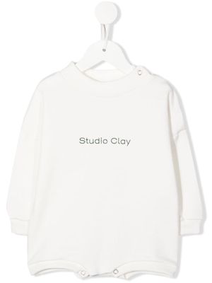 Studio Clay logo-print organic-cotton romper - White
