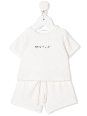 Studio Clay Teddy logo-print shorts set - White