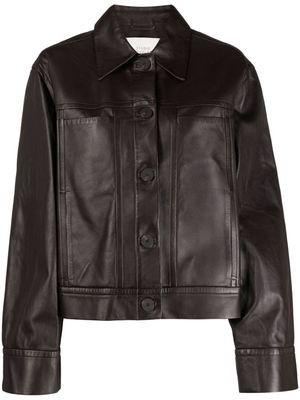 Studio Nicholson button-up leather shirt jacket - Brown