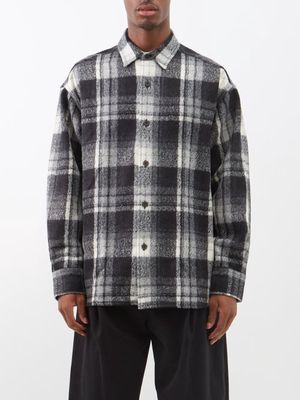 Studio Nicholson - Check Boiled-wool Overshirt - Mens - Black Multi
