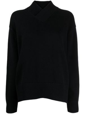 Studio Nicholson crossover-neck knitted jumper - Black