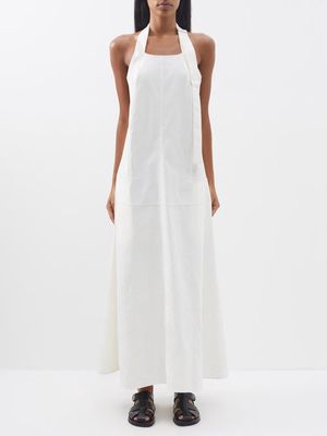 Studio Nicholson - Cuenca Coated Linen-blend Halterneck Dress - Womens - White