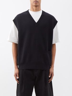 Studio Nicholson - Foss Oversized Wool And Cotton-blend Sweater Vest - Mens - Black