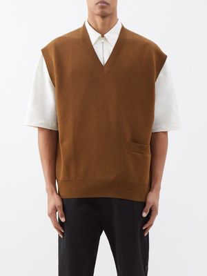 Studio Nicholson - Foss Oversized Wool And Cotton-blend Sweater Vest - Mens - Brown