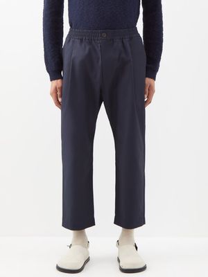 Studio Nicholson - Gentile Elasticated-waist Cotton-blend Trousers - Mens - Navy