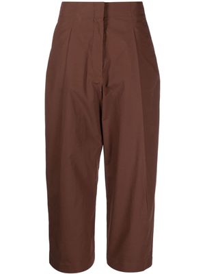 Studio Nicholson pleat-detail wide-leg cropped trousers - Brown