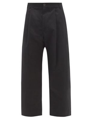 Studio Nicholson - Sorte Pleated Cotton-twill Wide-leg Trousers - Mens - Black