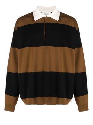 Studio Nicholson striped contrast collar jumper - Brown