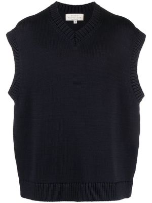 Studio Nicholson V-neck cotton-blend knitted vest - Blue