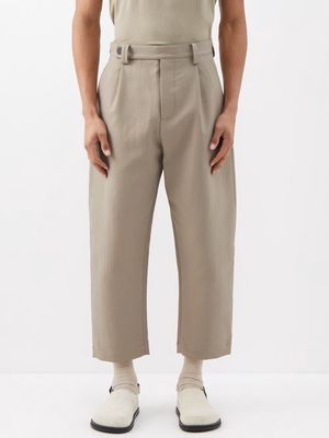 Studio Nicholson - Voli Pleated Cotton-blend Cropped Trousers - Mens - Beige