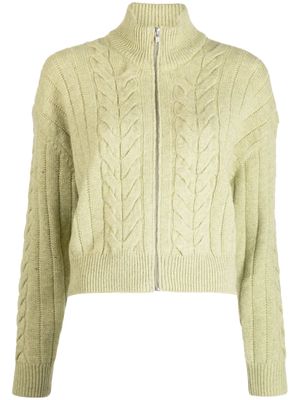 STUDIO TOMBOY cable-knit zip-up cardigan - Green