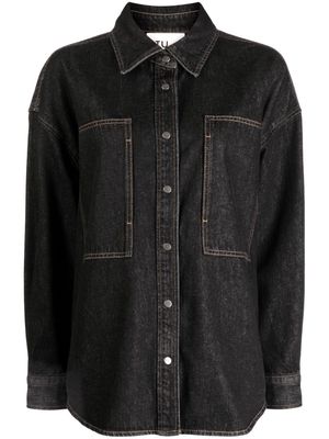 STUDIO TOMBOY contrast-stitching cotton denim shirt - Black